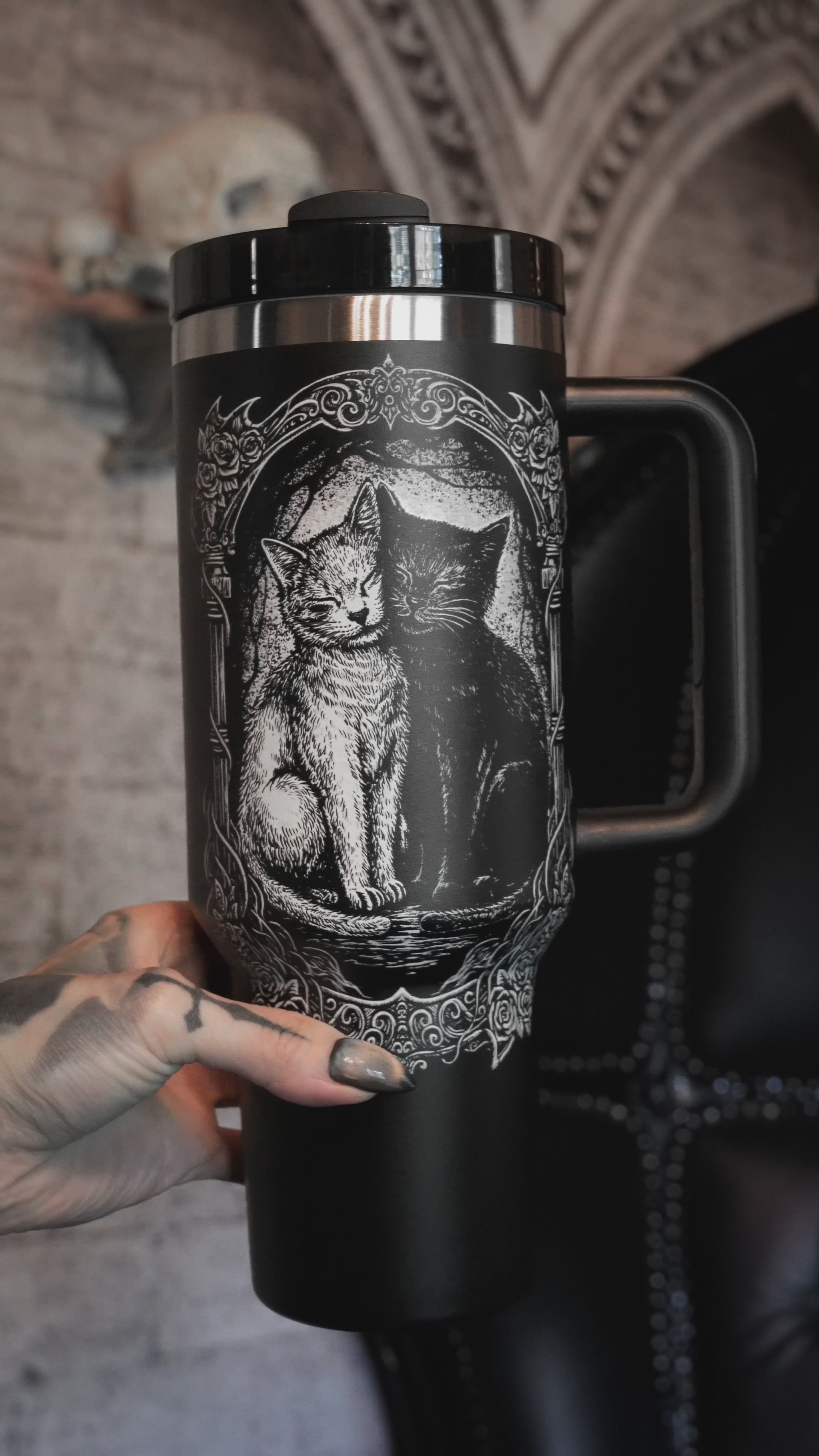 Video of cute cat tumbler for goths from VampireFreaks