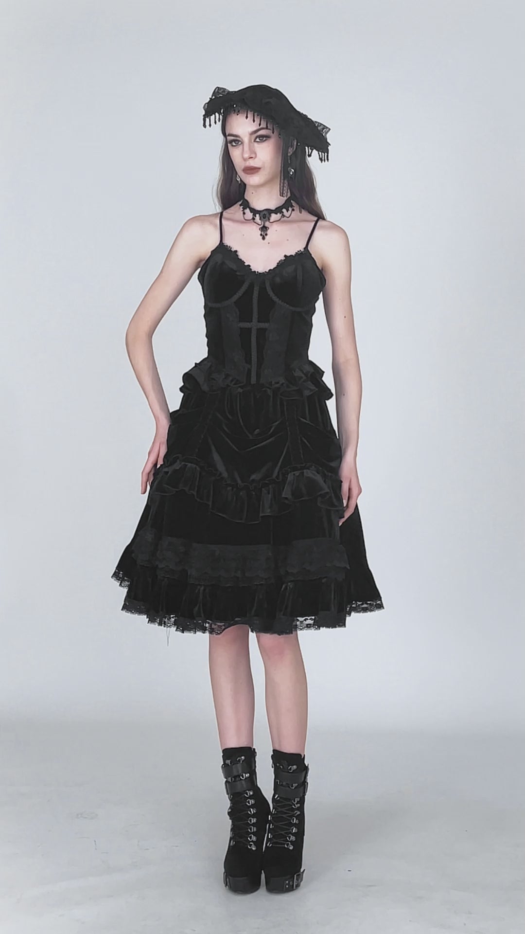 Video of Dark in Love midlength Victorian goth skirt