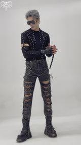video of a gothic guy wearing mens emo skinny jeans