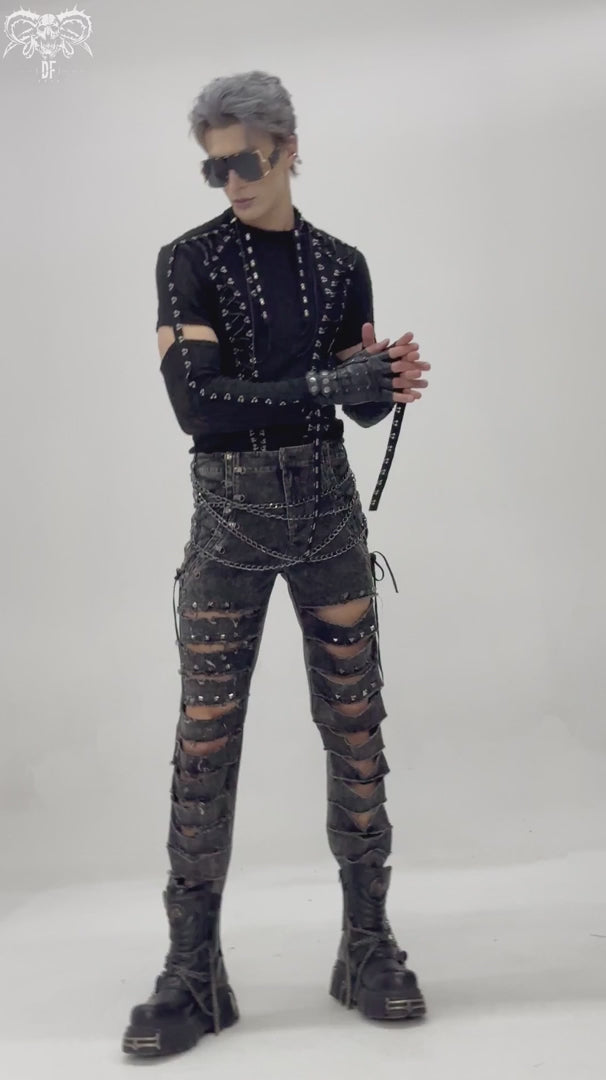 video of a gothic guy wearing mens emo skinny jeans
