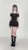 Video of model wearing black ruffle bloomers with bows