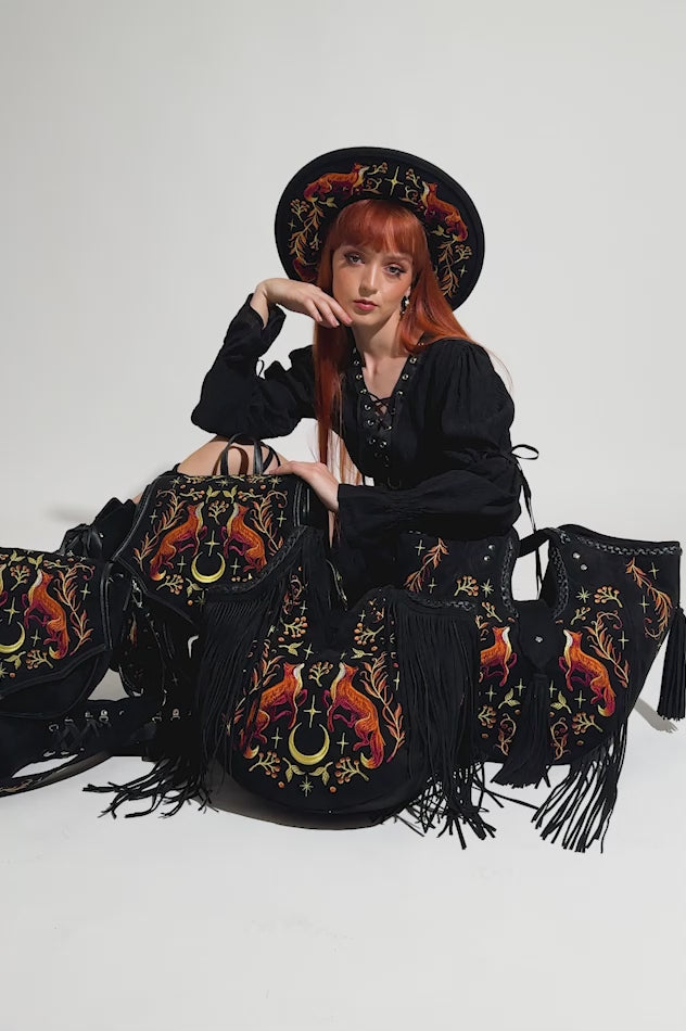 video of embroidered animal fox bag