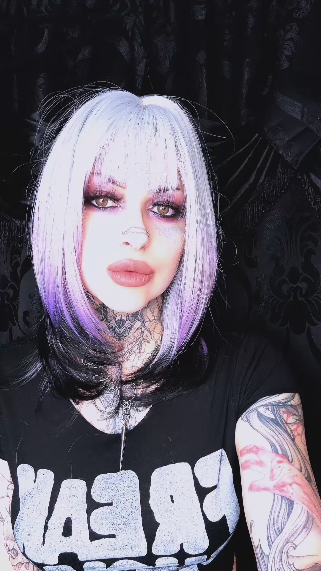 gothic girl wearing scene clothing