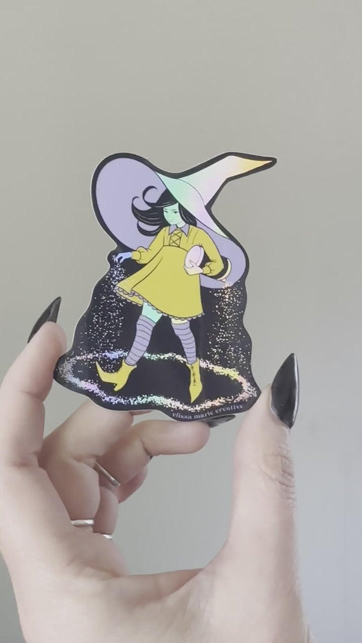 halloween whimsical witch sticker