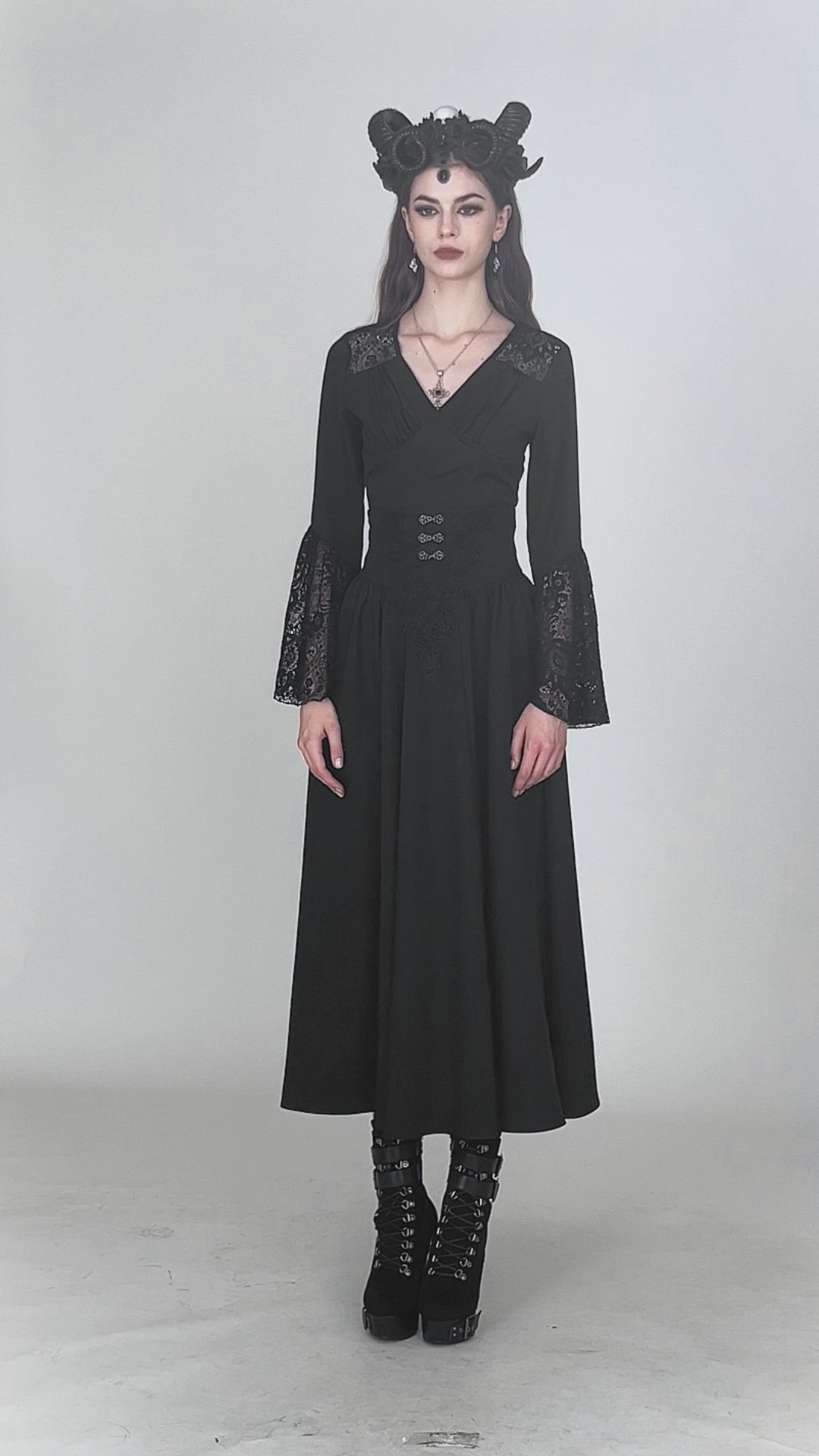 Video of woman wearing Dark In Love black maxi skirt