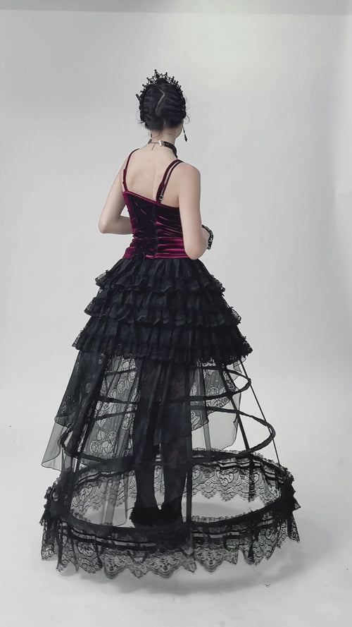 video of gothic womens velvet lace-up tank top