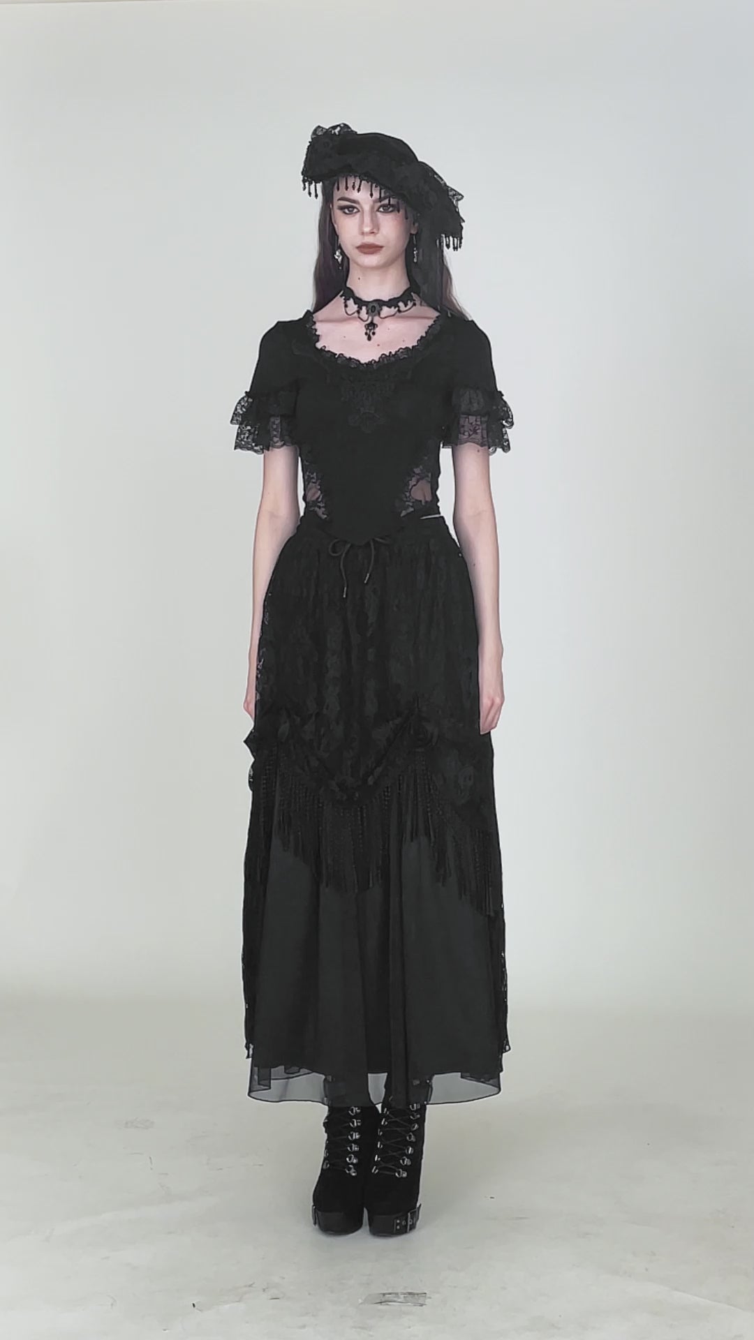 Video of Dark in Love full length womens skirt with lace