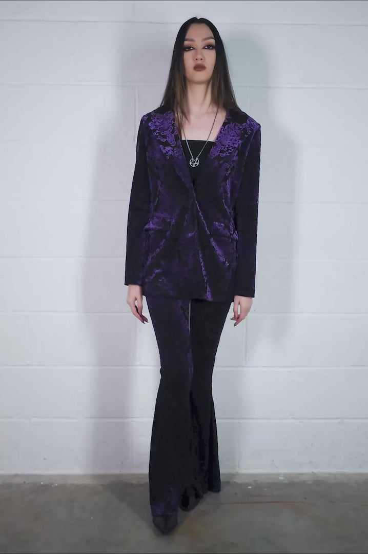 womens buttoned purple blazer