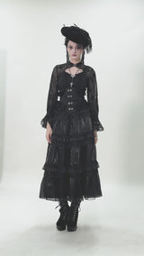 video of gothic woman wearing a long maxi length victorian goth skirt