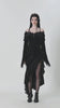video of gothic woman wearing a black velvet gothic gown
