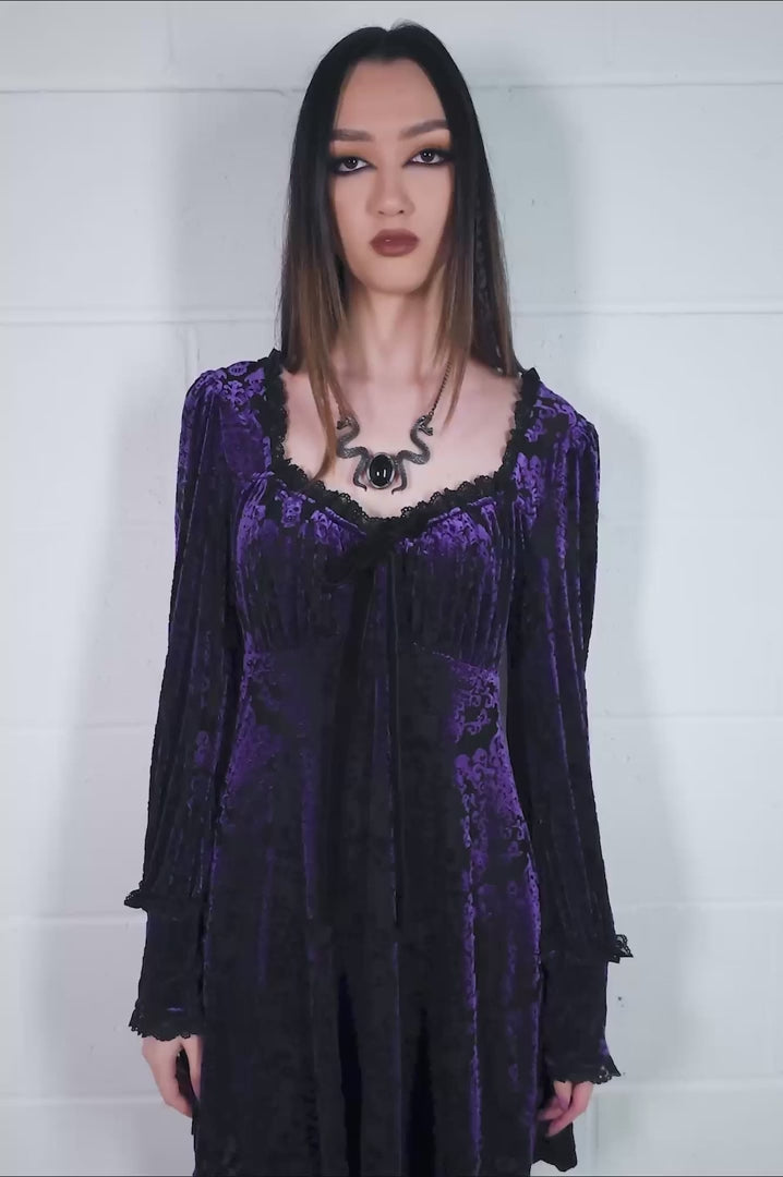 lace purple cottagecore dress