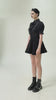 video of a gothic girl wearing a pointed collar puffed short sleeve shirt
