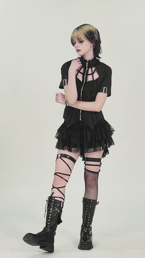 Video of Dark in Lace layered lace skort