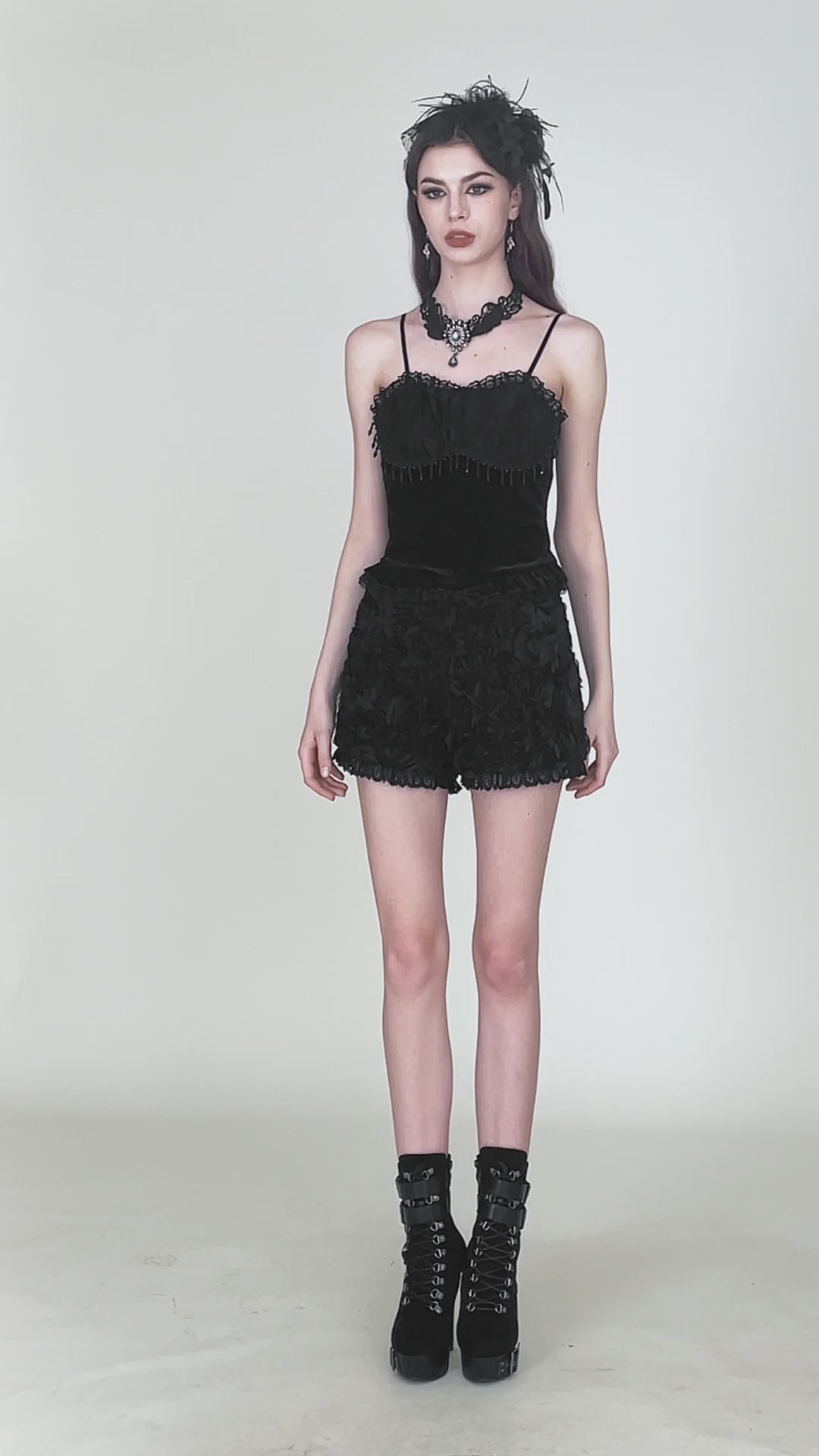 Video of Dark in Love black rose womens bloomer shorts