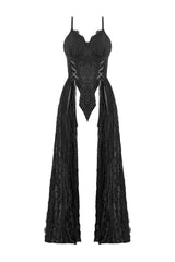 lace-up  long black corset princess dress with a long black lace skirt