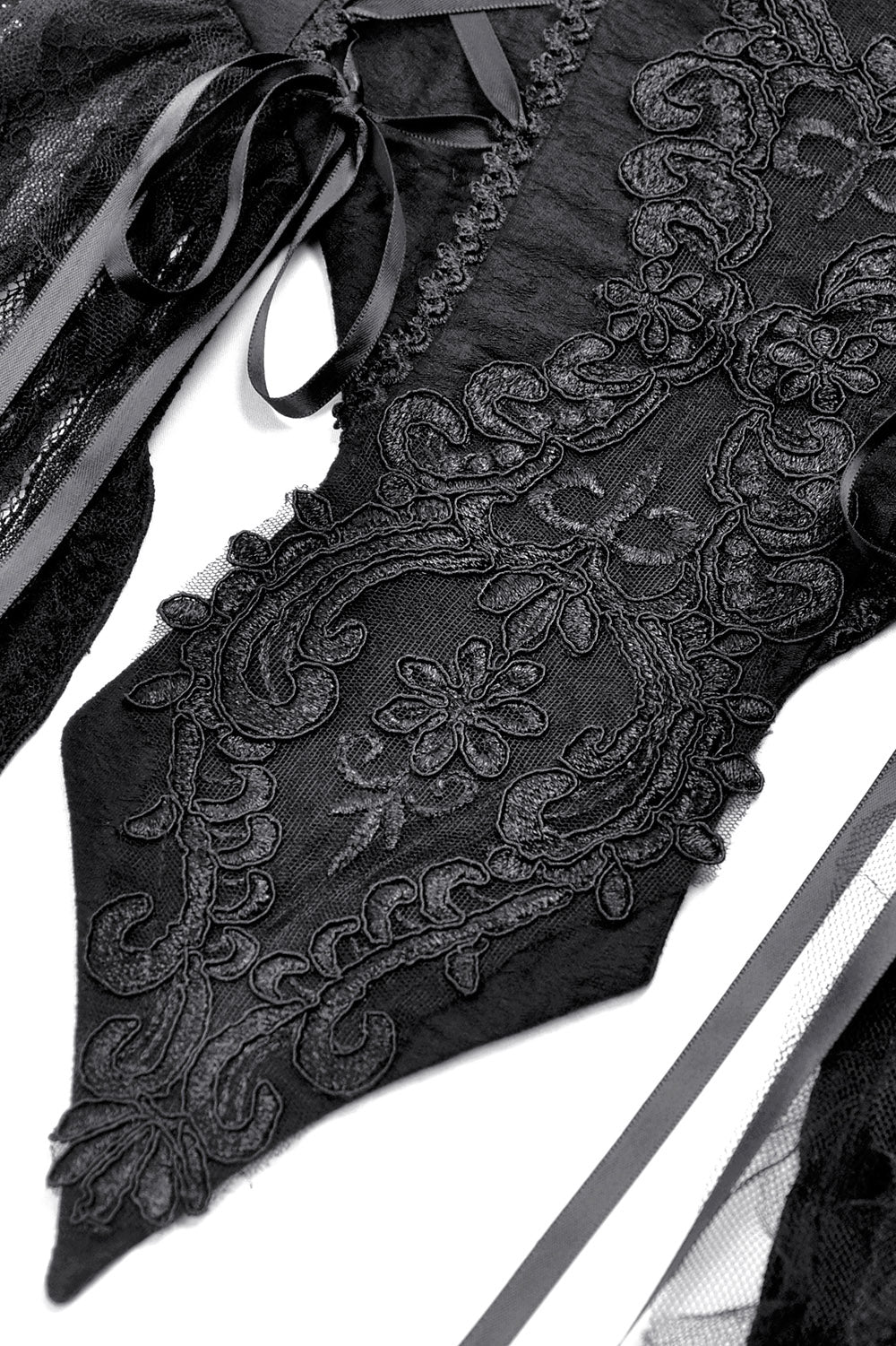 embroidered sweetheart neckline long black corset princess dress with a long black lace skirt