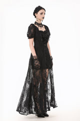 puffed sleeve long gothic maxi gown