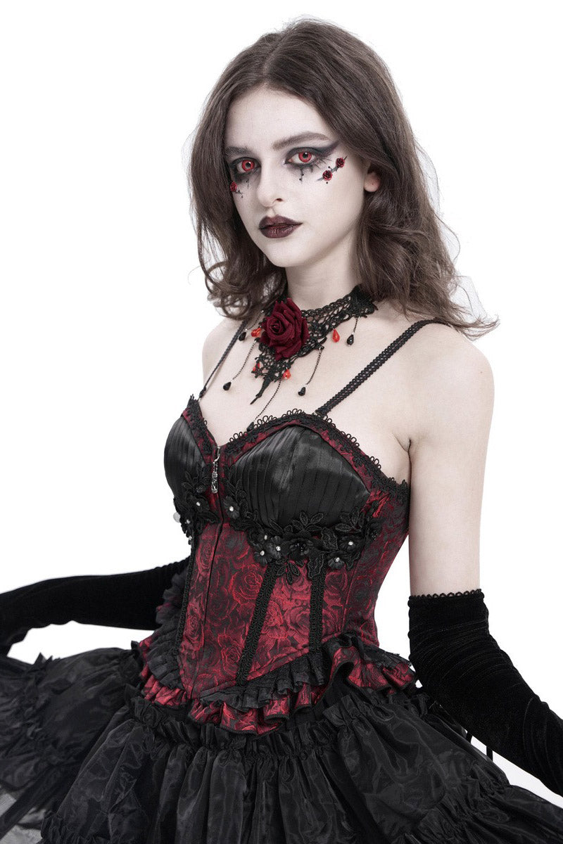 ruffled hem corset bustier top