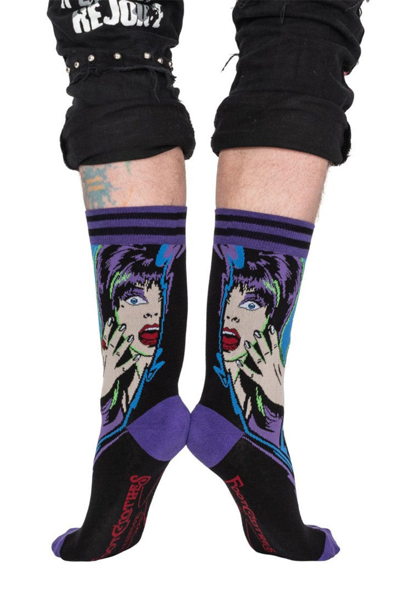 purple and black gothic elvira socks