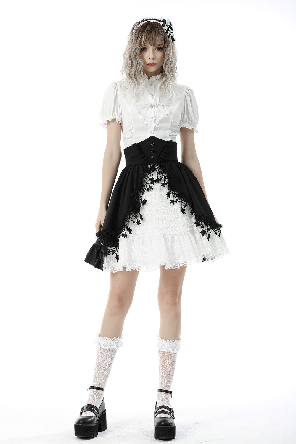 ruffled puff shoulder coquette top