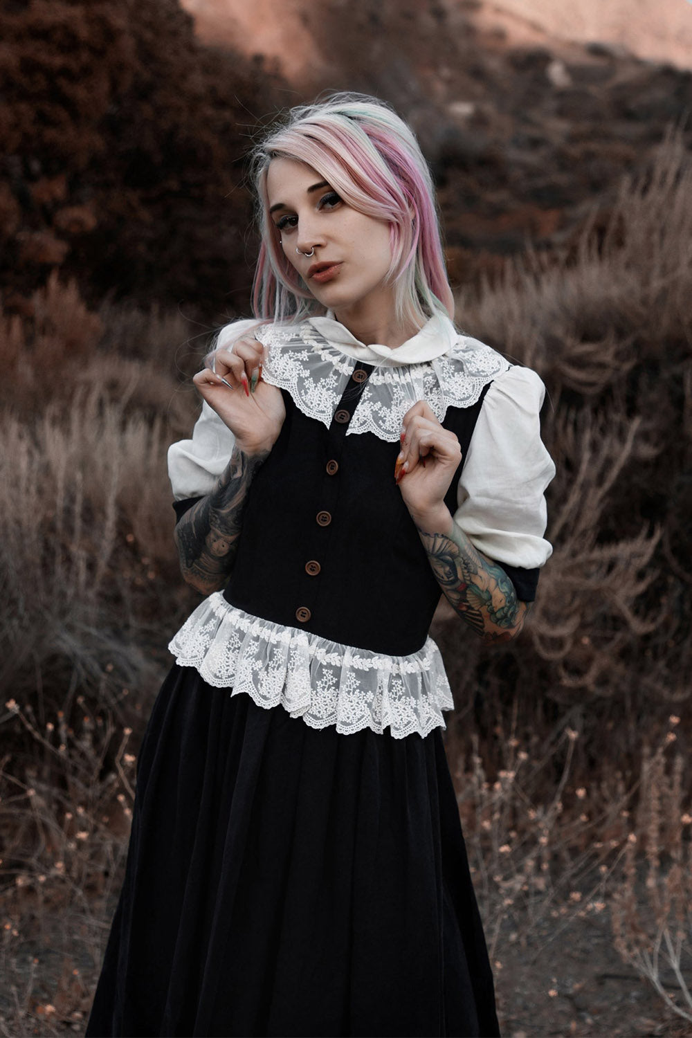 lively ghosts puffed short sleeve dress