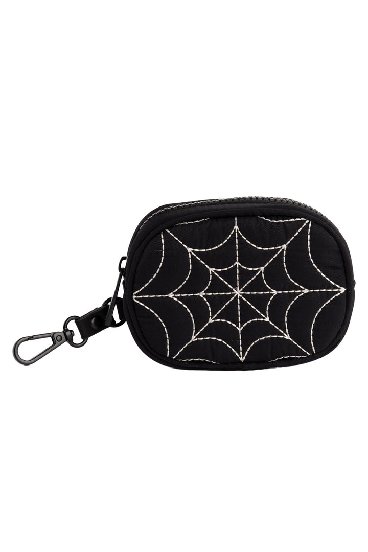 spooky halloween embroidered spiderweb charm keychain 
