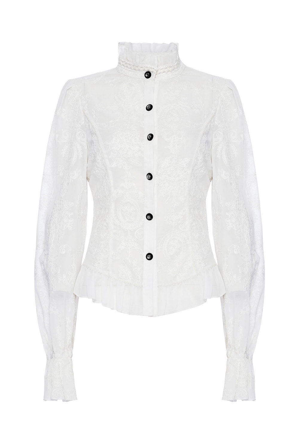 womens high collar ruffled hem  victorian goth blouse by punk rave