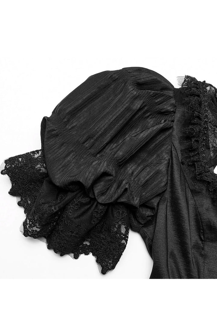 womens black puffed sleeve gothic dress