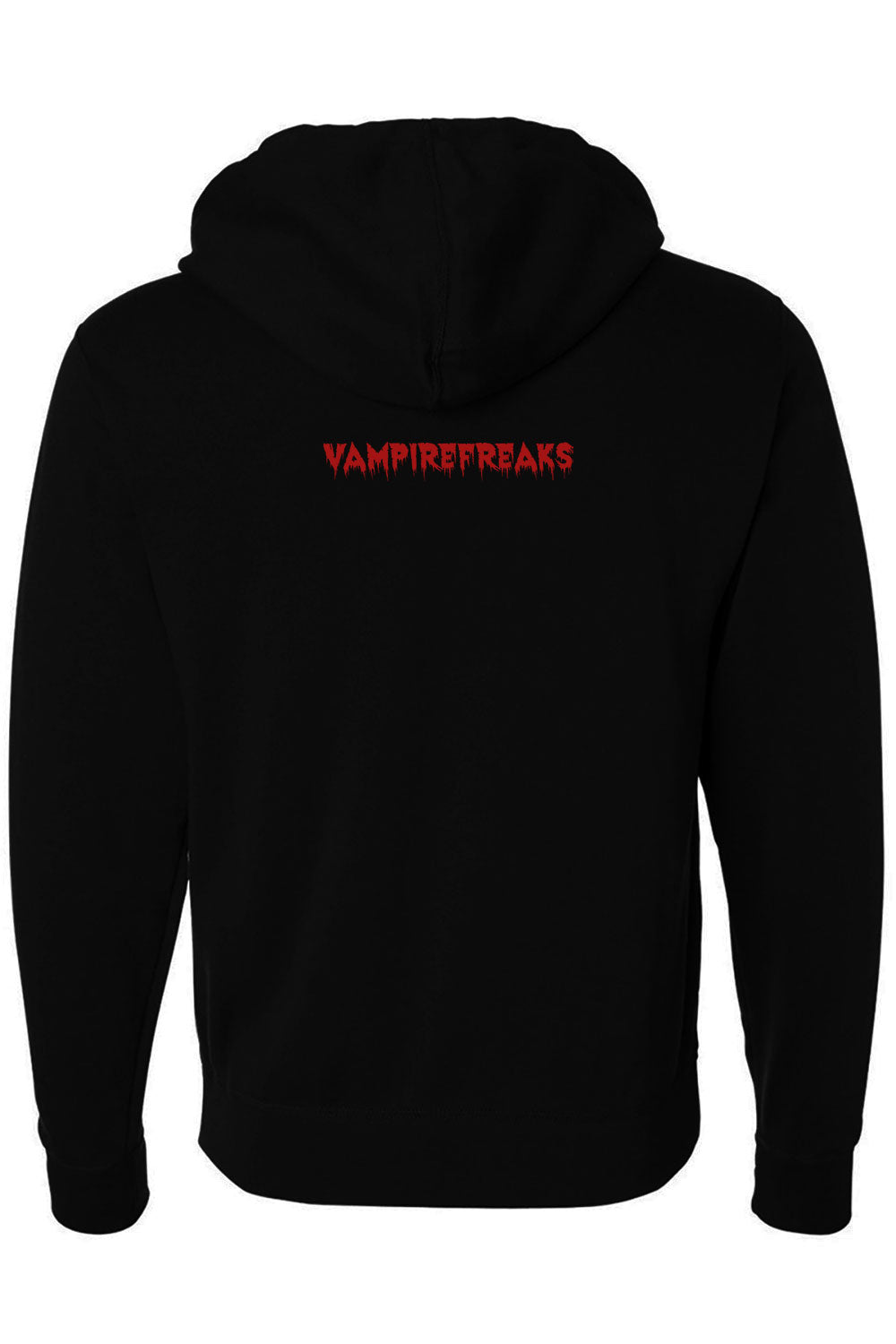 alternative punk graphic hoodie featuring red VampireFreaks text logo on back