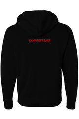 alternative punk graphic hoodie featuring red VampireFreaks text logo on back