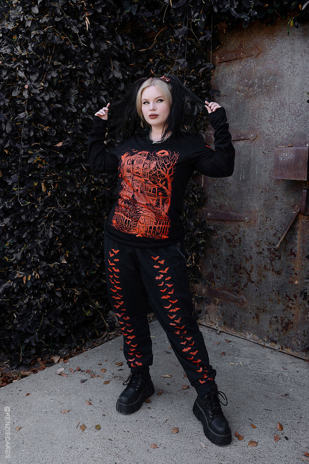 gothic orange goth pants