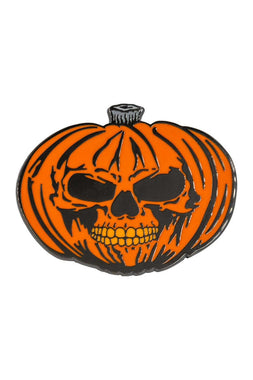 Pumpkin Skull Orange Enamel Pin