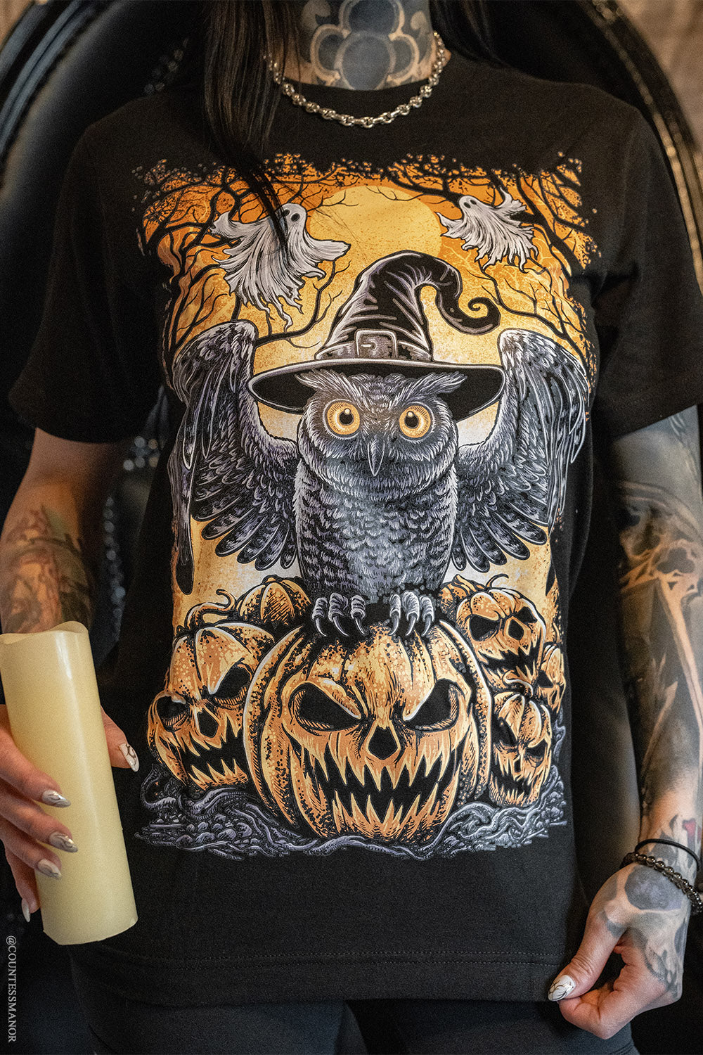 spooky season witch owl shirt