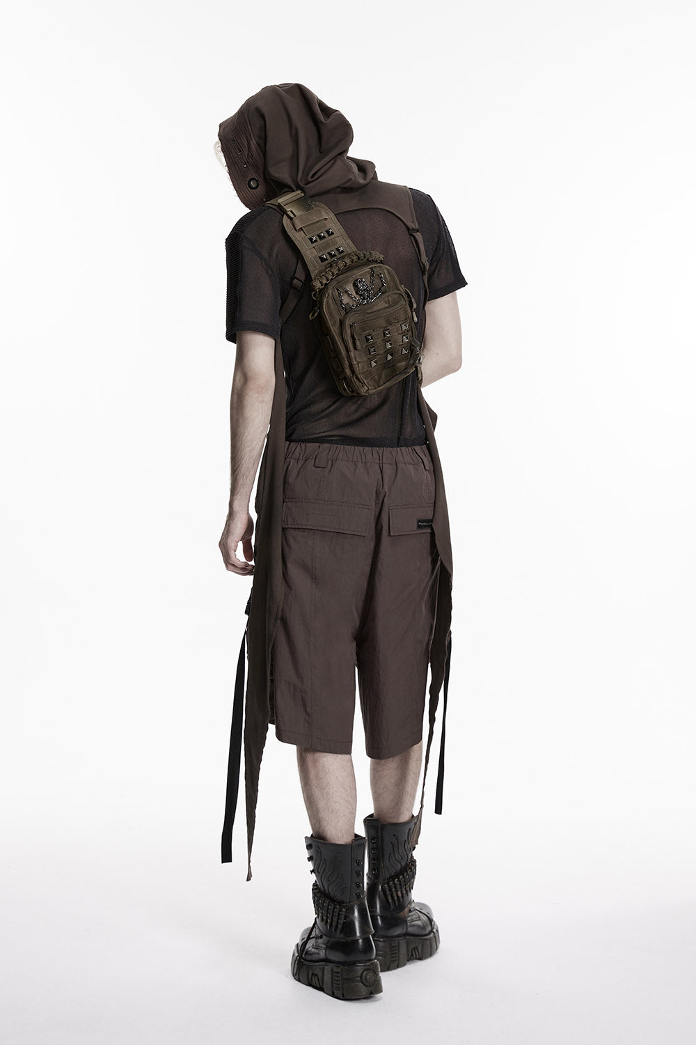 adjustable post apocalyptic distressed brown rugged crossbody bag