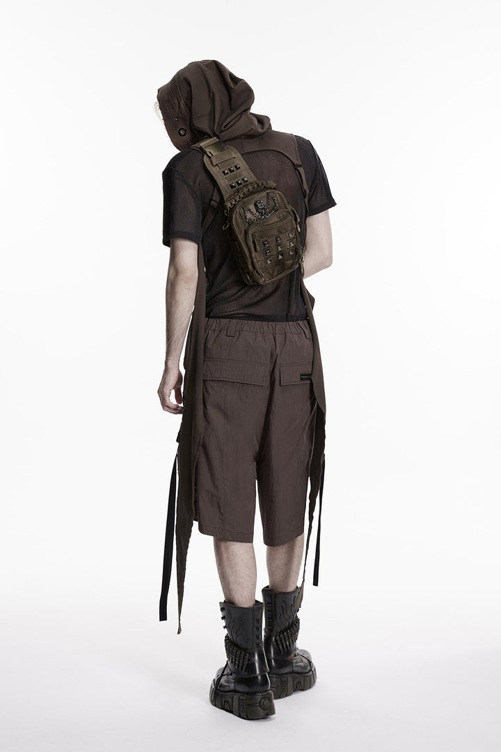 adjustable post apocalyptic distressed brown rugged crossbody bag