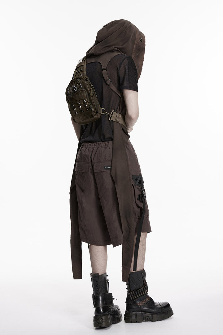 studded distressed brown rugged crossbody bag
