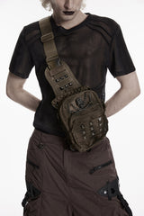 distressed brown rugged crossbody bag