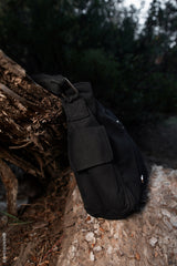 gothic black distressed messenger bag with pockets