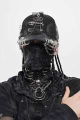 studded mens distressed gothic hat with chains 