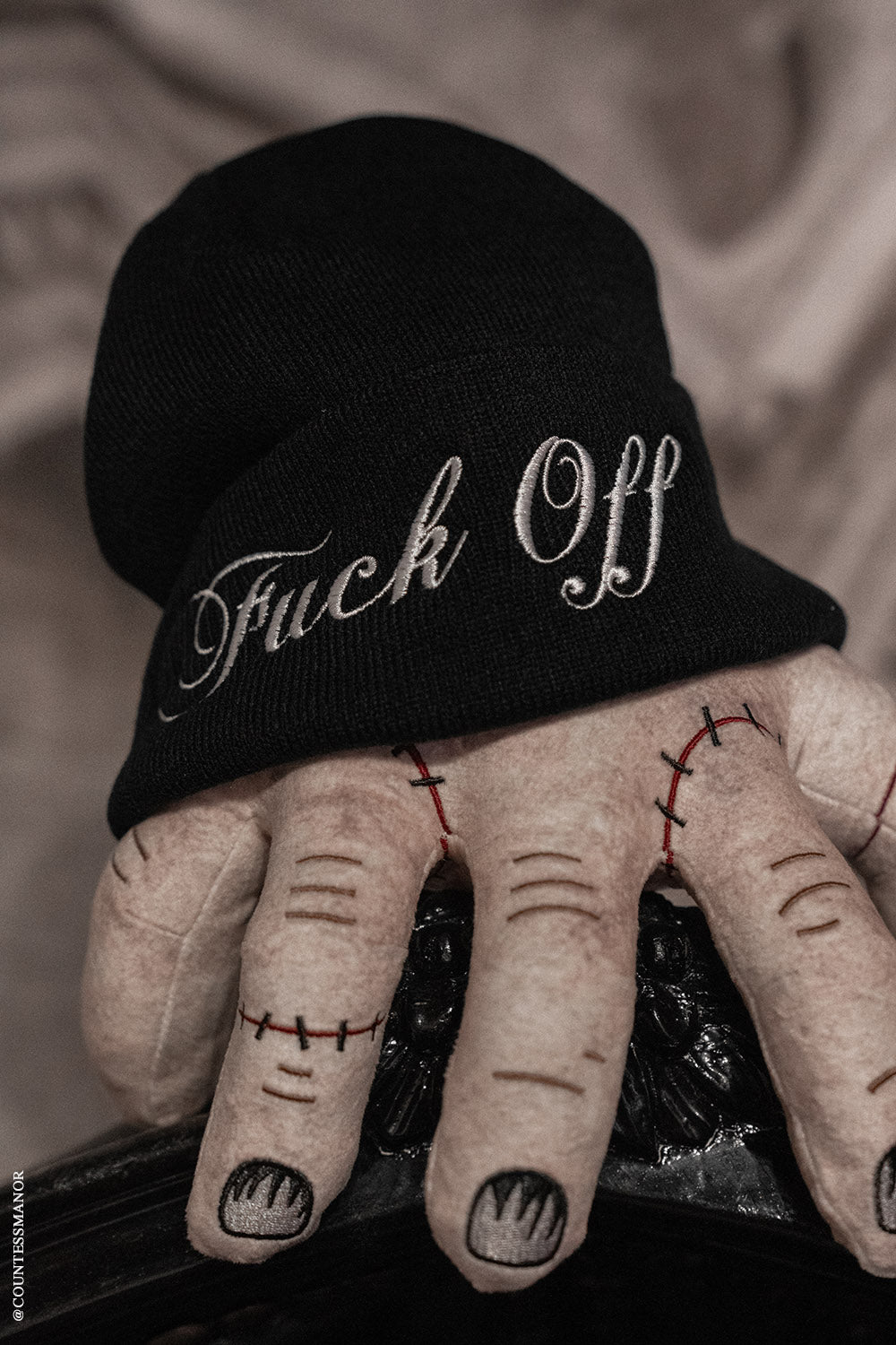 embroidered punk beanie hat