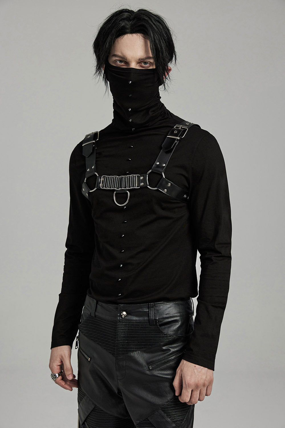 mens goth chest harness