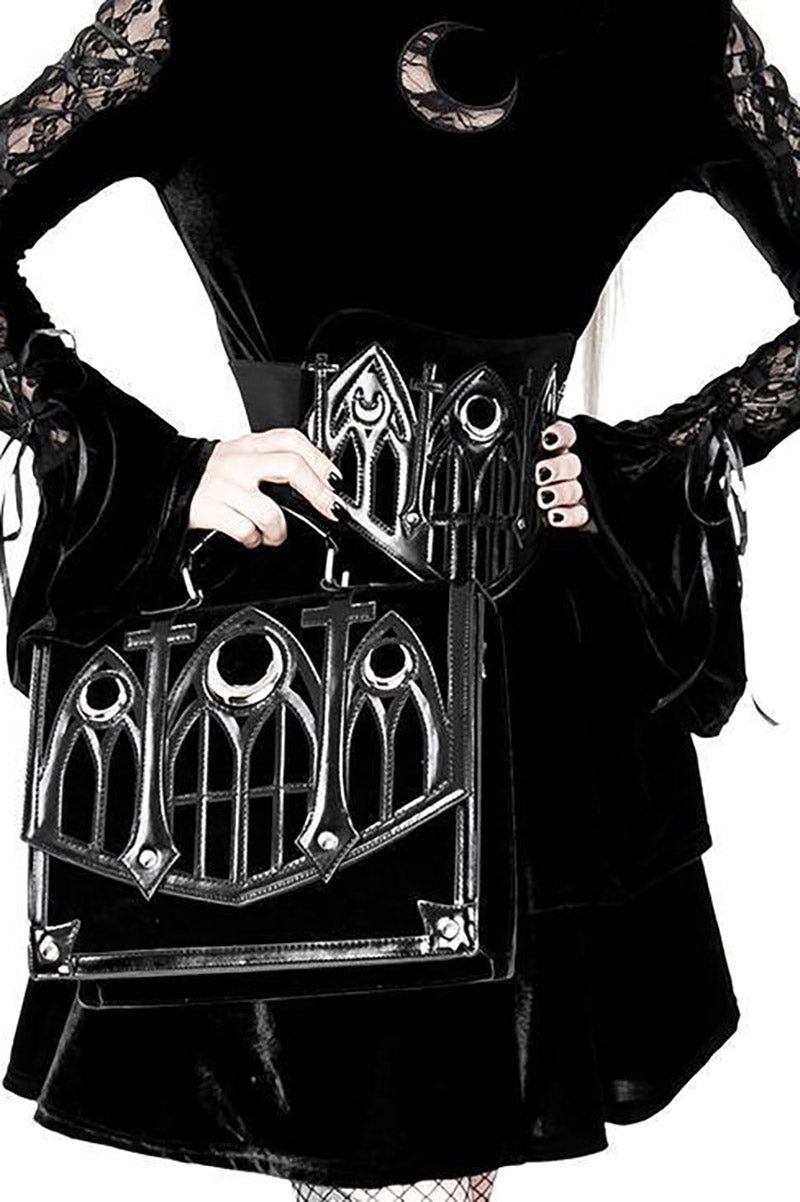 womens vegan leather and velvet gothic waist cincher