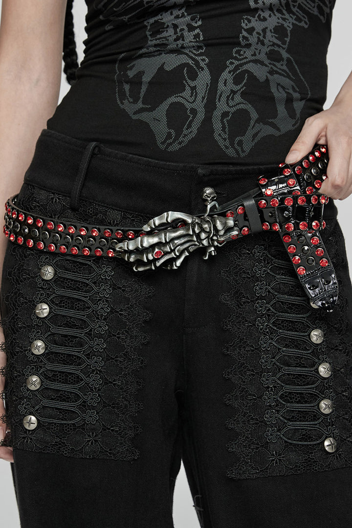 emo red and black studded belt