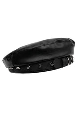 black gothic spiked beret cap made of vegan leather 