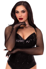 fishnet bolero with attached gloves