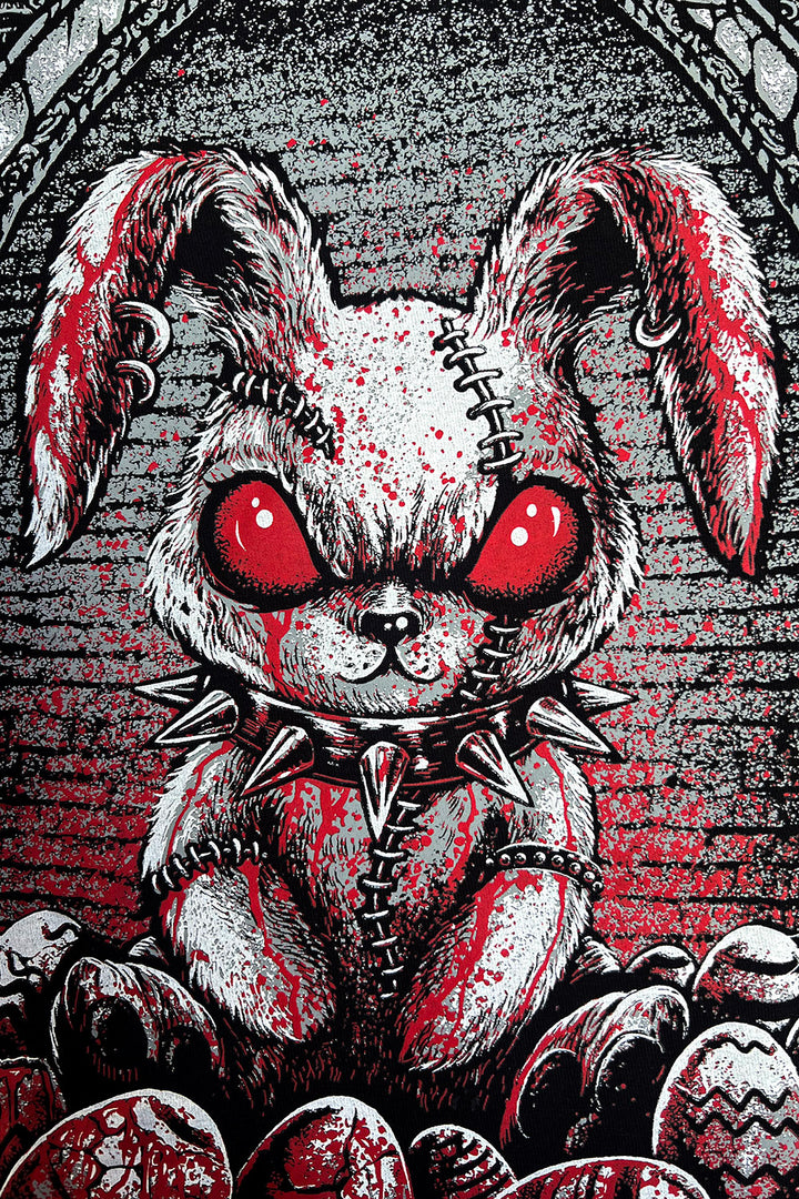 emo bunny rabbit wearing spiked collar tshirt