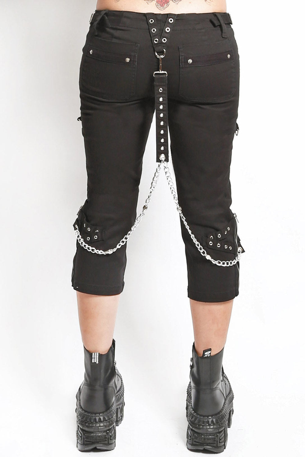 tripp nyc punk capri pants with straps and studs