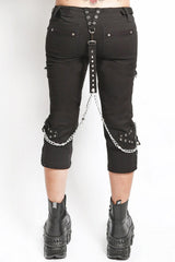 tripp nyc punk capri pants with straps and studs