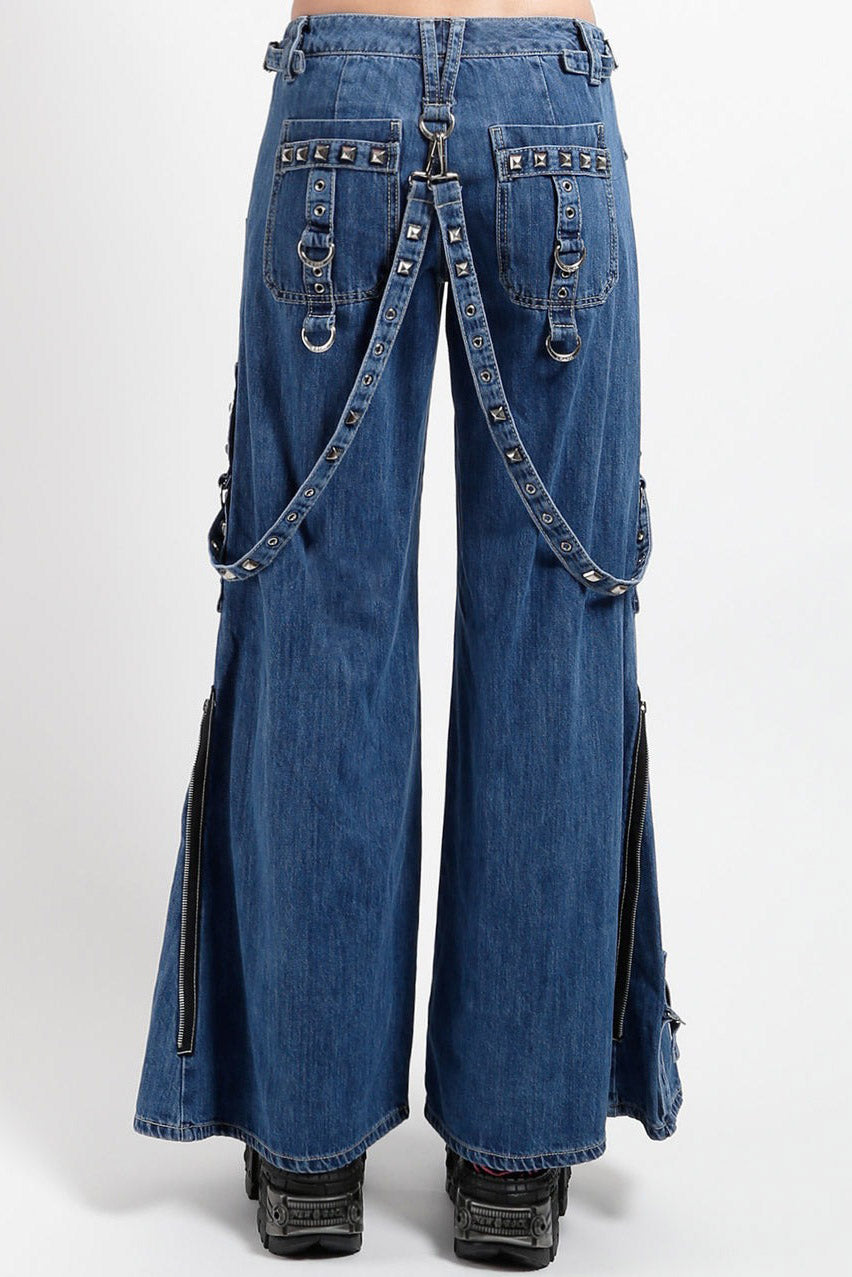 womens punk indigo denim studded pants