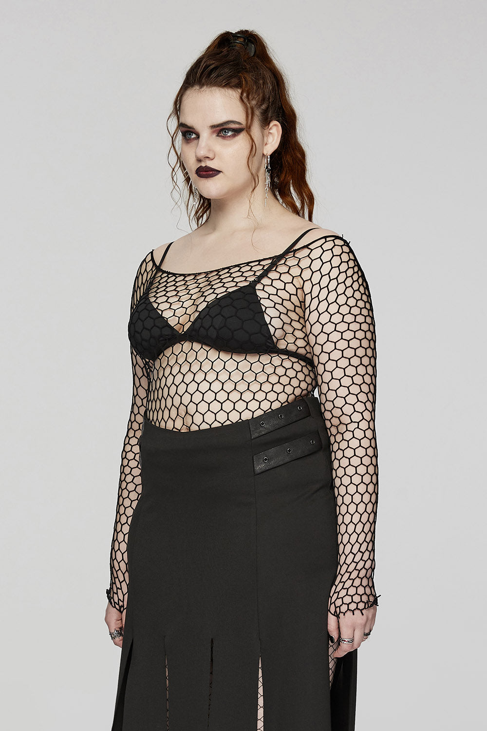 emo fishnet shirt